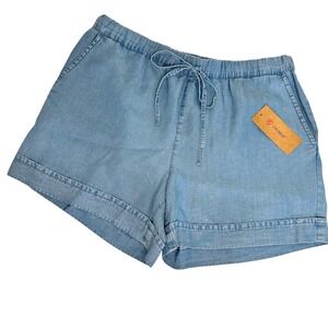 Cremieux Denim Shorts Drawstring Waist Cuffed Hem Casual Blue Size S